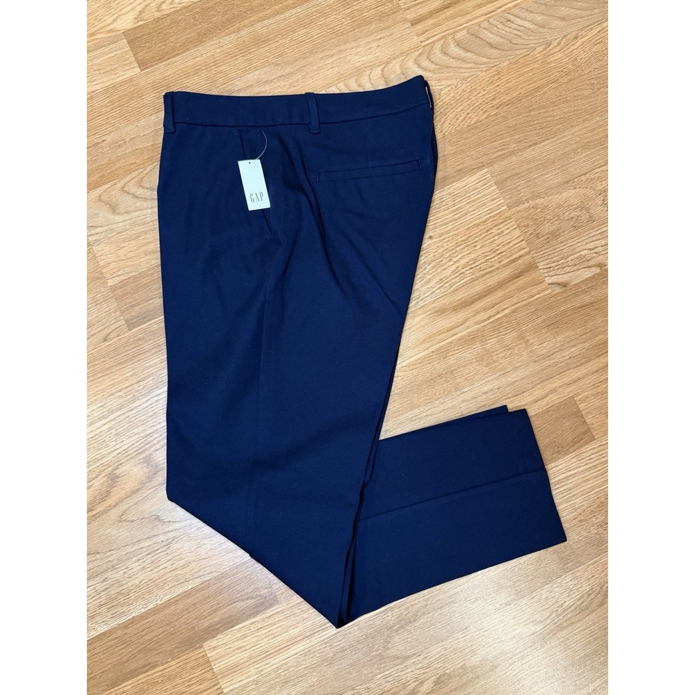 NWT GAP Mid Rise Stretch Slim Straight Ankle Pants Navy Blue Sz 14 Career Casual